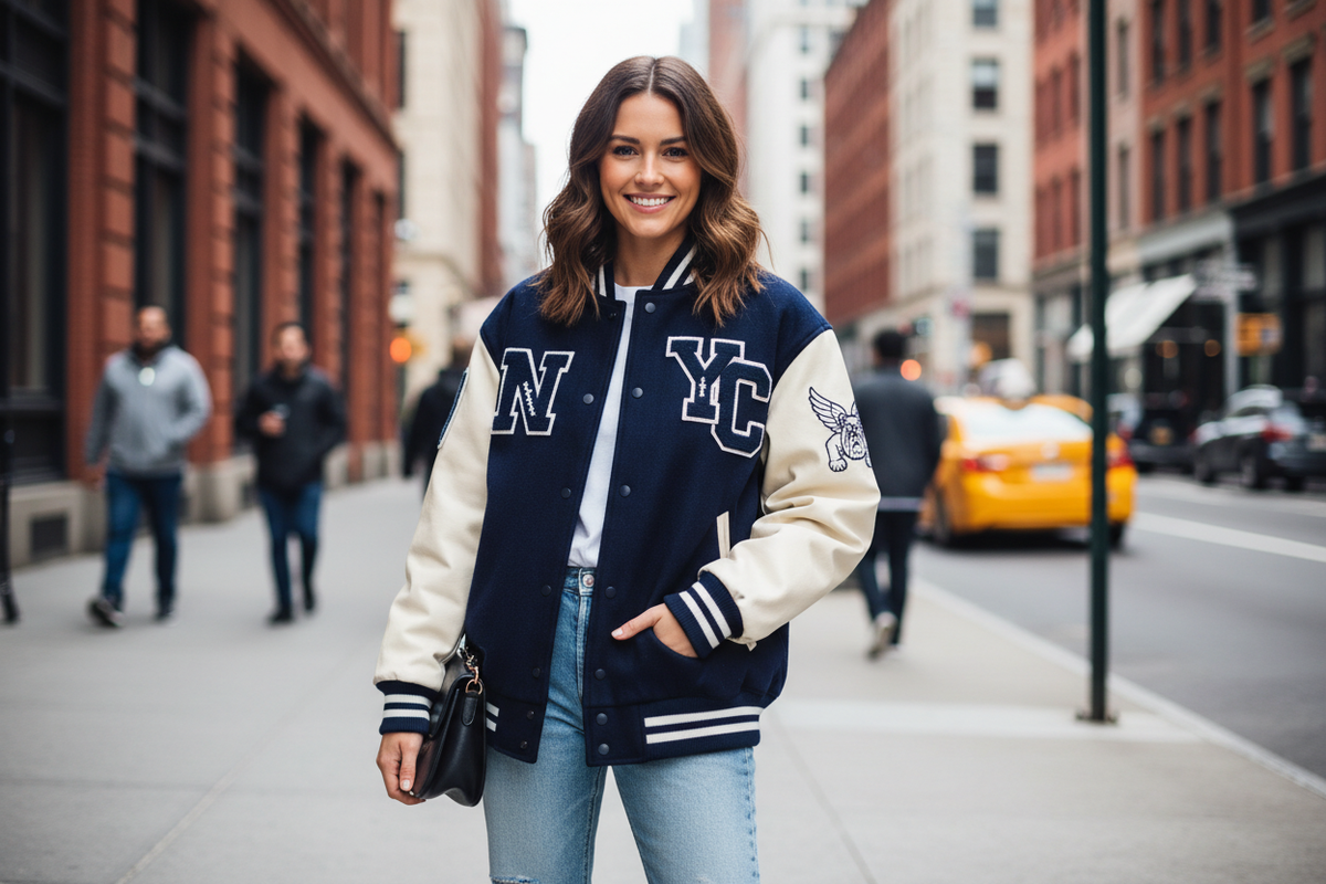 Navy White Varsity Jacket