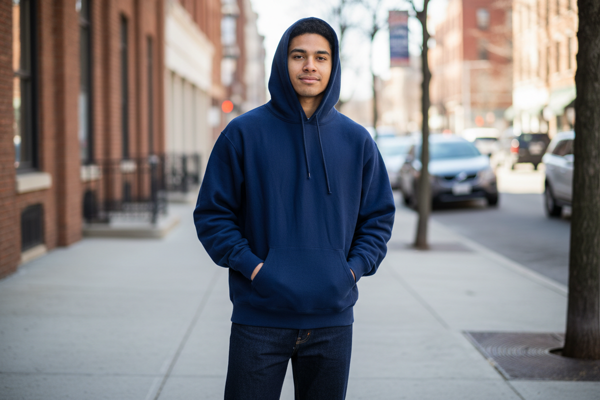 Navy Blue Pullover Hoodie