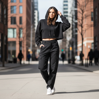 Black Cropped Hoodie