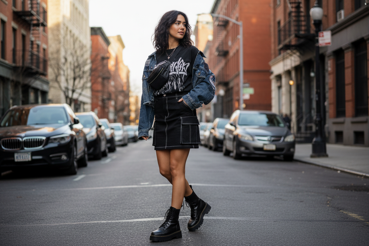 Black Cargo Skirt