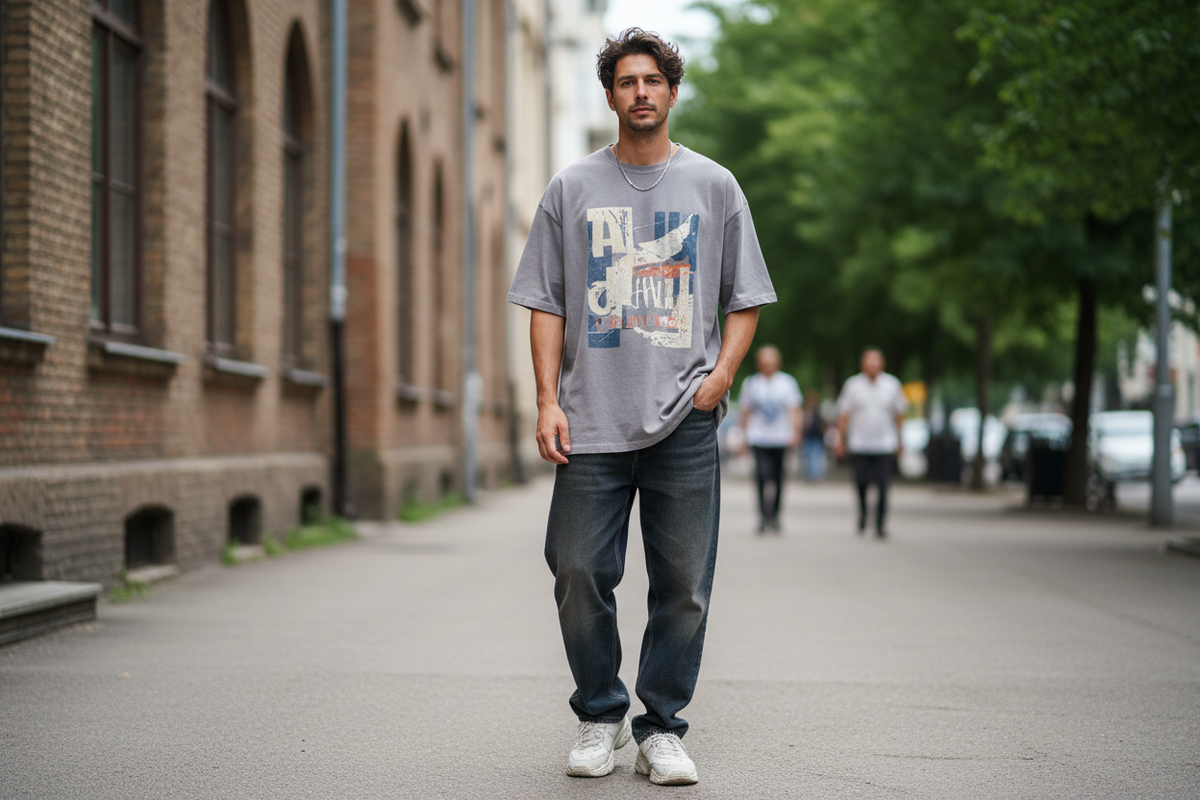 Grey Oversized Graphic Tee